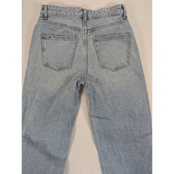 ZARA Wide Leg Jeans Womens 6 100% Cotton Distressed Denim 90's Grunge y2k Preppy - Picture 5 of 12
